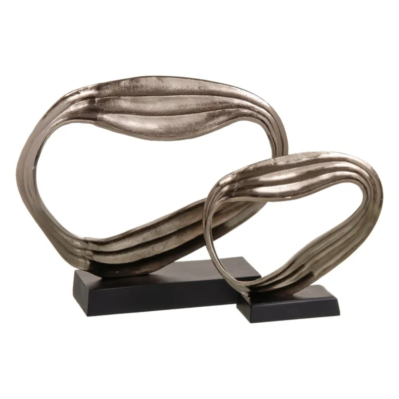 SCULTURA DECORATIVA BRONZO SU BASE NERA S