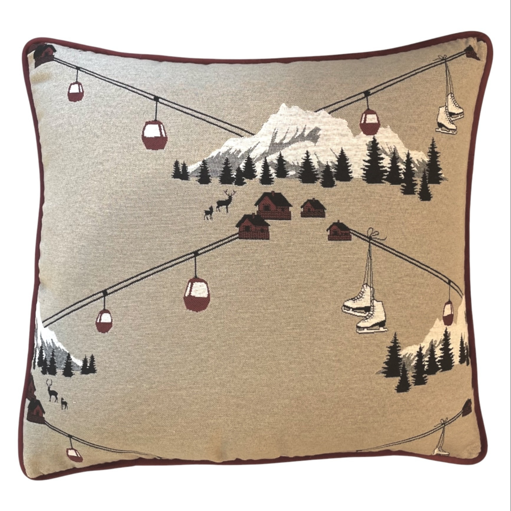 CUSCINO SARTORIALE CON RETRO IN VELLUTO ROSSO