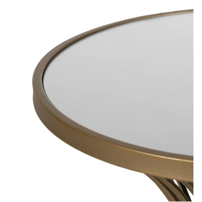 TAVOLINO ORO CON PIANO IN VETRO