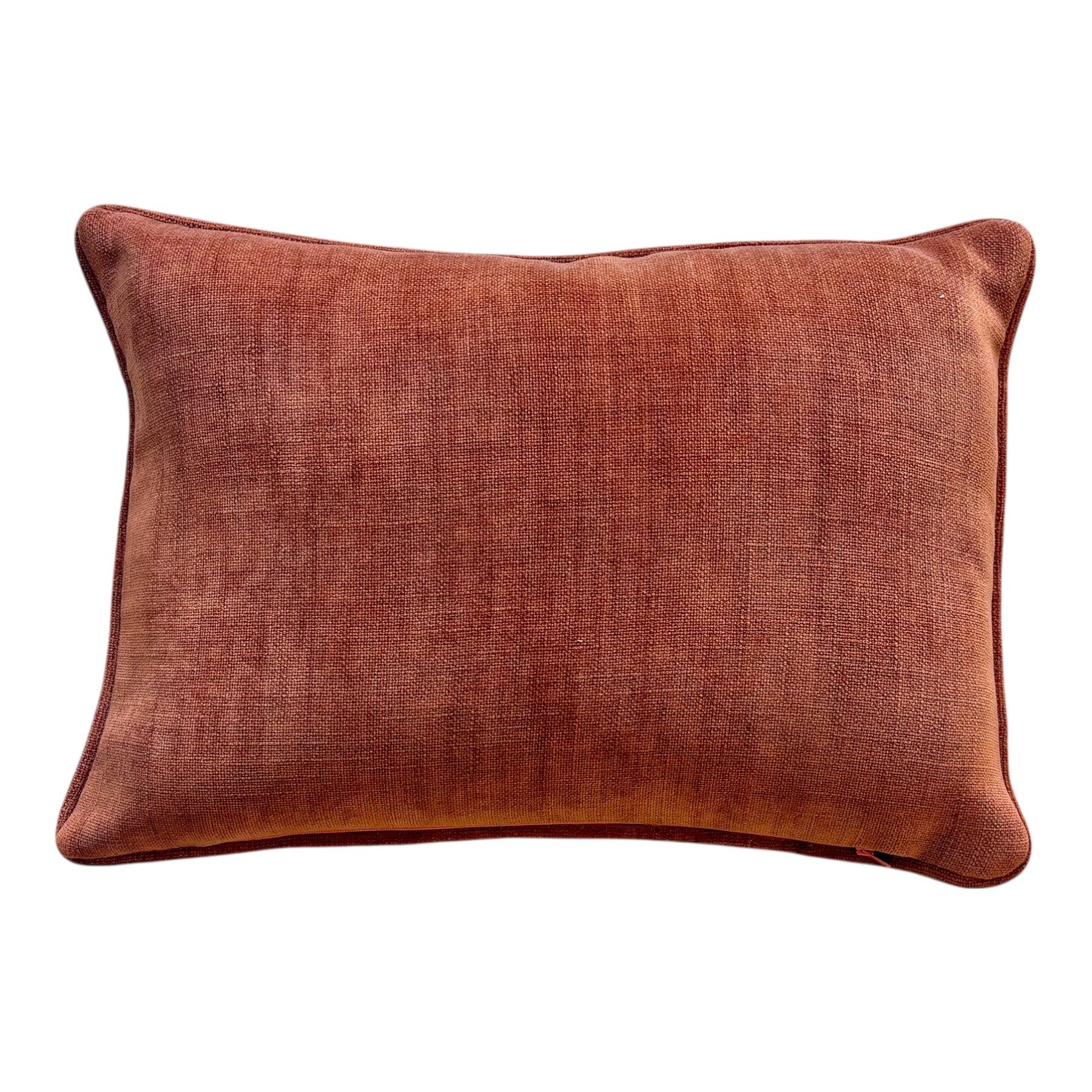 CUSCINO SARTORIALE GEOMETRICO CON RETRO IN VELLUTO ARANCIO