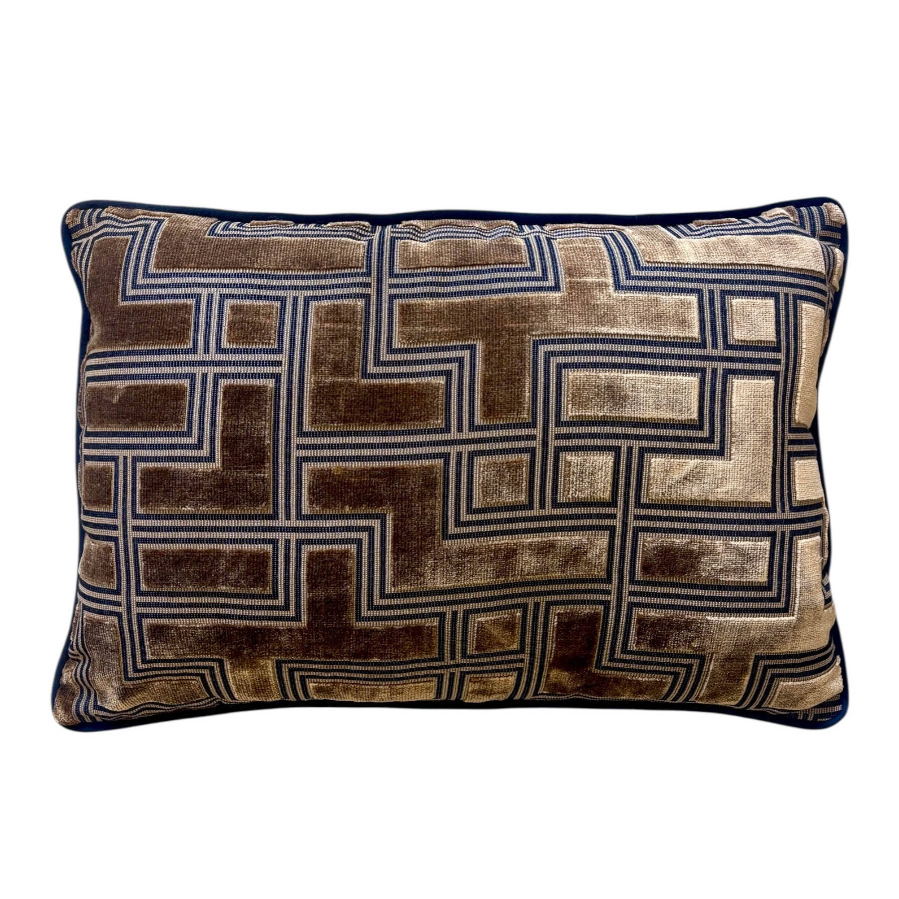 CUSCINO SARTORIALE GEOMETRICO CON RETRO IN VELLUTO NERO